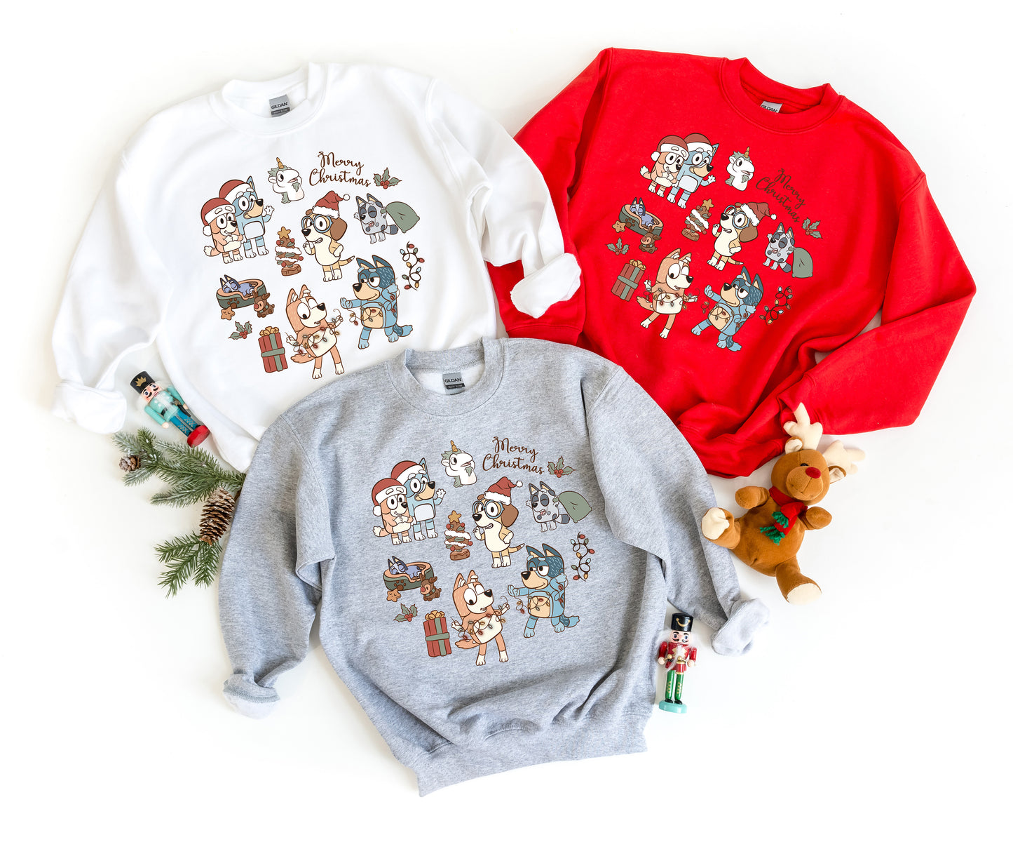 Pup Family Christmas - Adult Fleece Sweatshirt