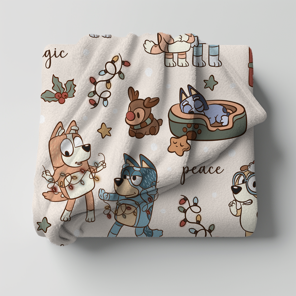 Pup Family Christmas Minky Throw Blanket *PREORDER*