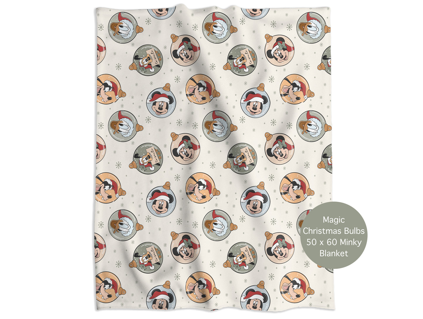 Magic Christmas Bulbs (Light) Minky Throw Blanket *PREORDER*