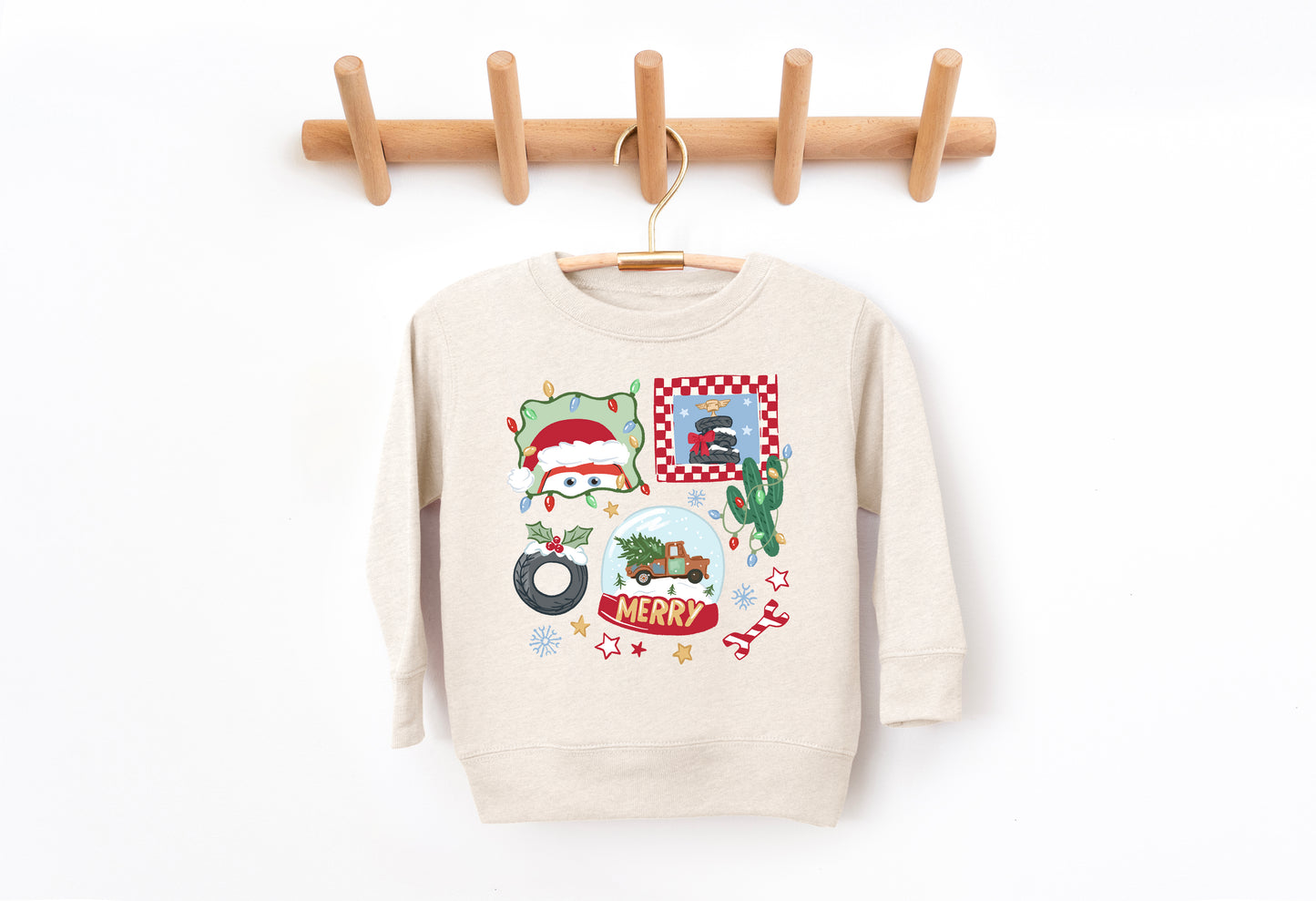 Merry Christmas Cars - Kids Fleece Sweatshirt