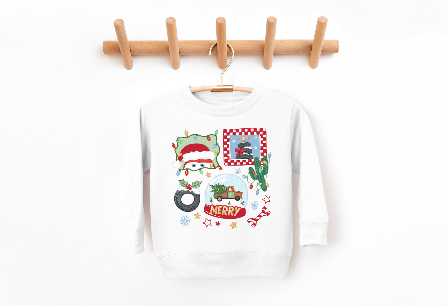 Merry Christmas Cars - Kids Fleece Sweatshirt