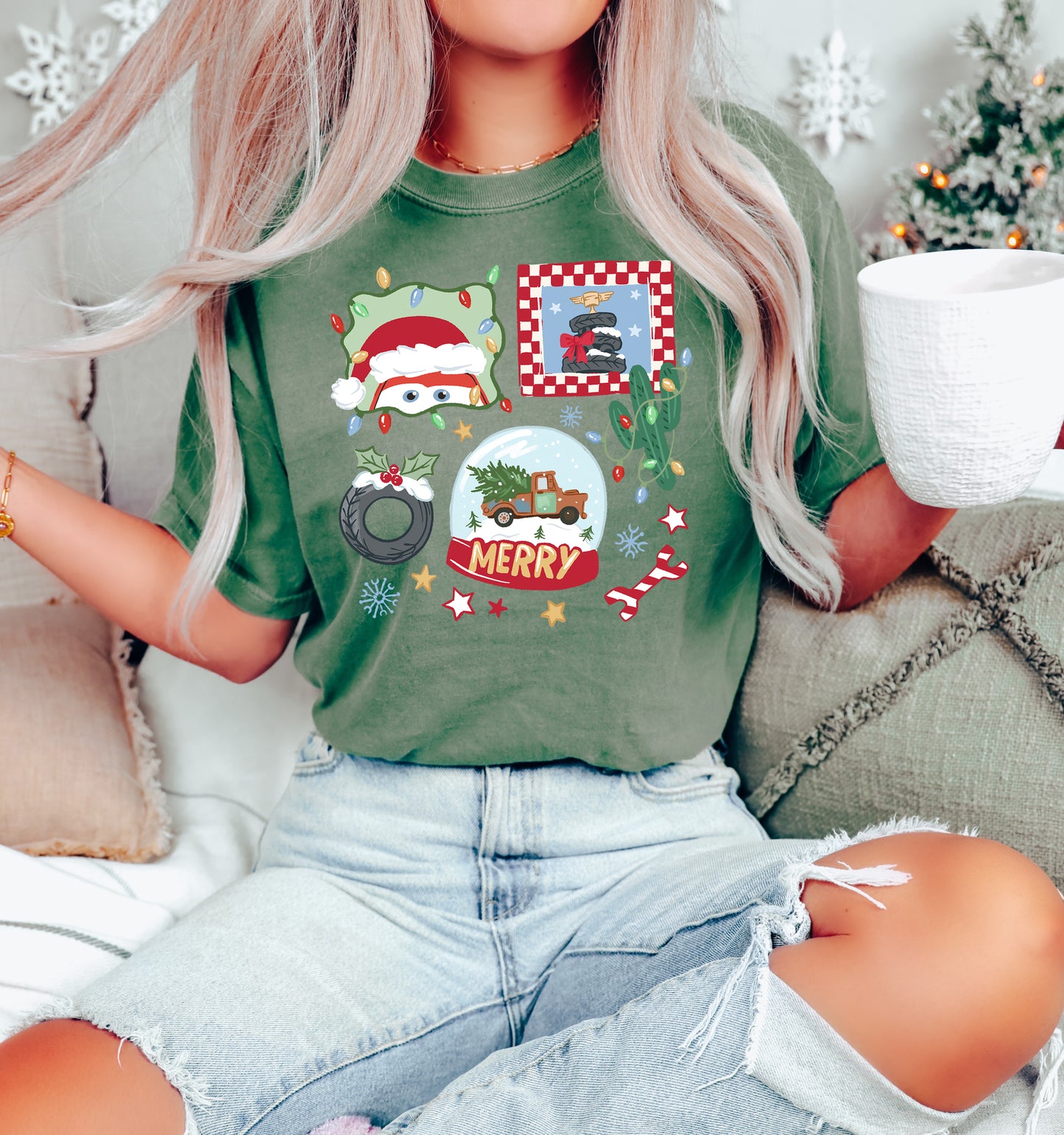 Merry Christmas Cars - Comfort Colors Adult Tee