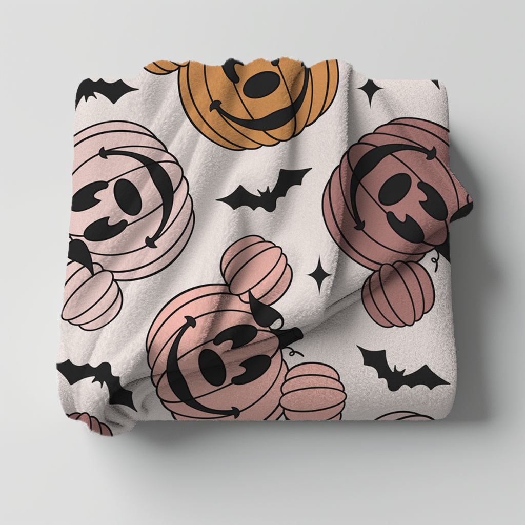 Neutral Pumpkins Minky Throw Blanket *PREORDER*