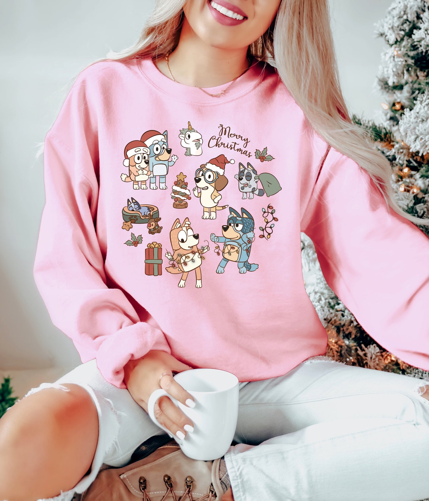 Pup Family Christmas - Adult Fleece Sweatshirt