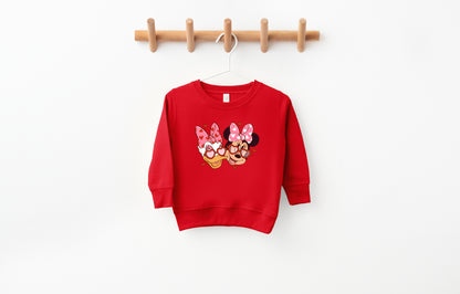 Bestie Love (Red) - Kids Fleece Sweatshirt