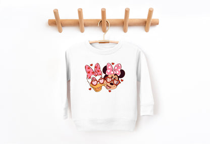 Bestie Love (Red) - Kids Fleece Sweatshirt