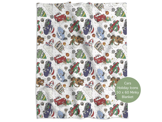 Cars Holiday Icons Minky Throw Blanket *PREORDER*