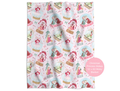 Christmas Princess Globes Minky Throw Blanket *PREORDER*