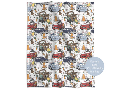 Easters Cars (Neutral) Minky Throw Blanket *PREORDER*