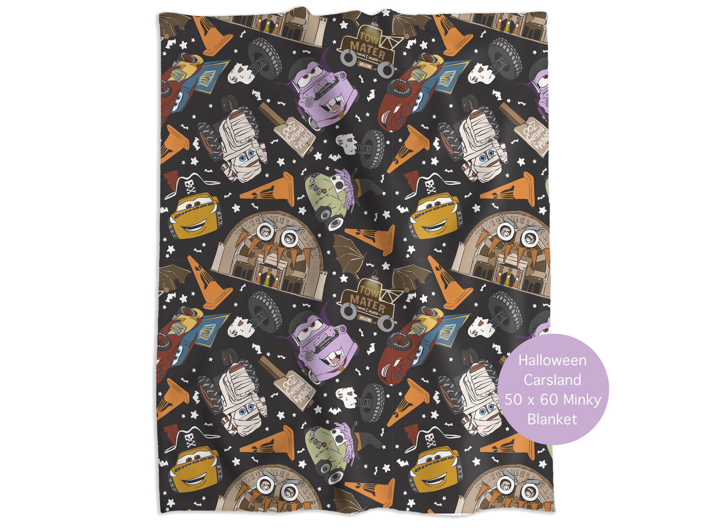 Halloween Carsland (Dark) Minky Throw Blanket *PREORDER*