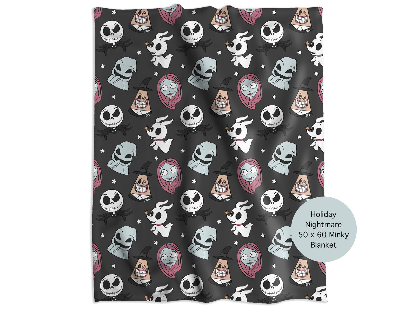 Holiday Nightmare (Dark) Minky Throw Blanket *PREORDER*