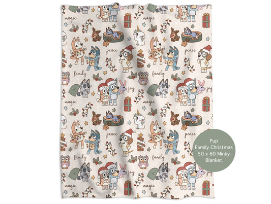 Pup Family Christmas Minky Throw Blanket *PREORDER*