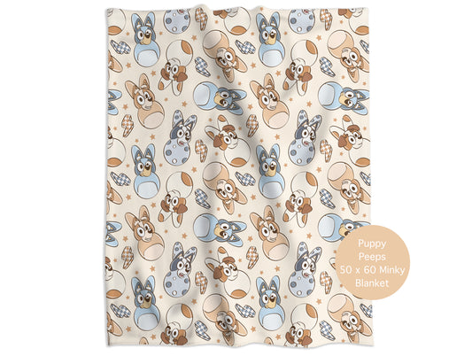 Puppy Peeps (Cream) Minky Throw Blanket *PREORDER*