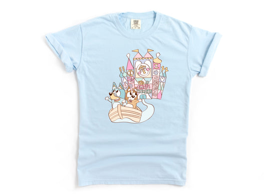 Small World Sisters - Large Chambray Comfort Colors Adult Tee *READY TO SHIP*