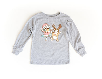 Festive Puppy Sisters - Kids Long Sleeve