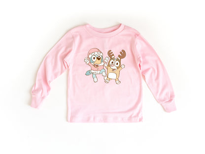 Festive Puppy Sisters - Kids Long Sleeve