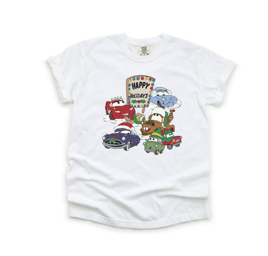 Cars Holiday Icons - White XL Comfort Colors Adult Tee *READY TO SHIP*