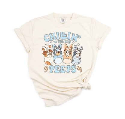 Chillin with my Puppy Peeps - Comfort Colors Adult Tee