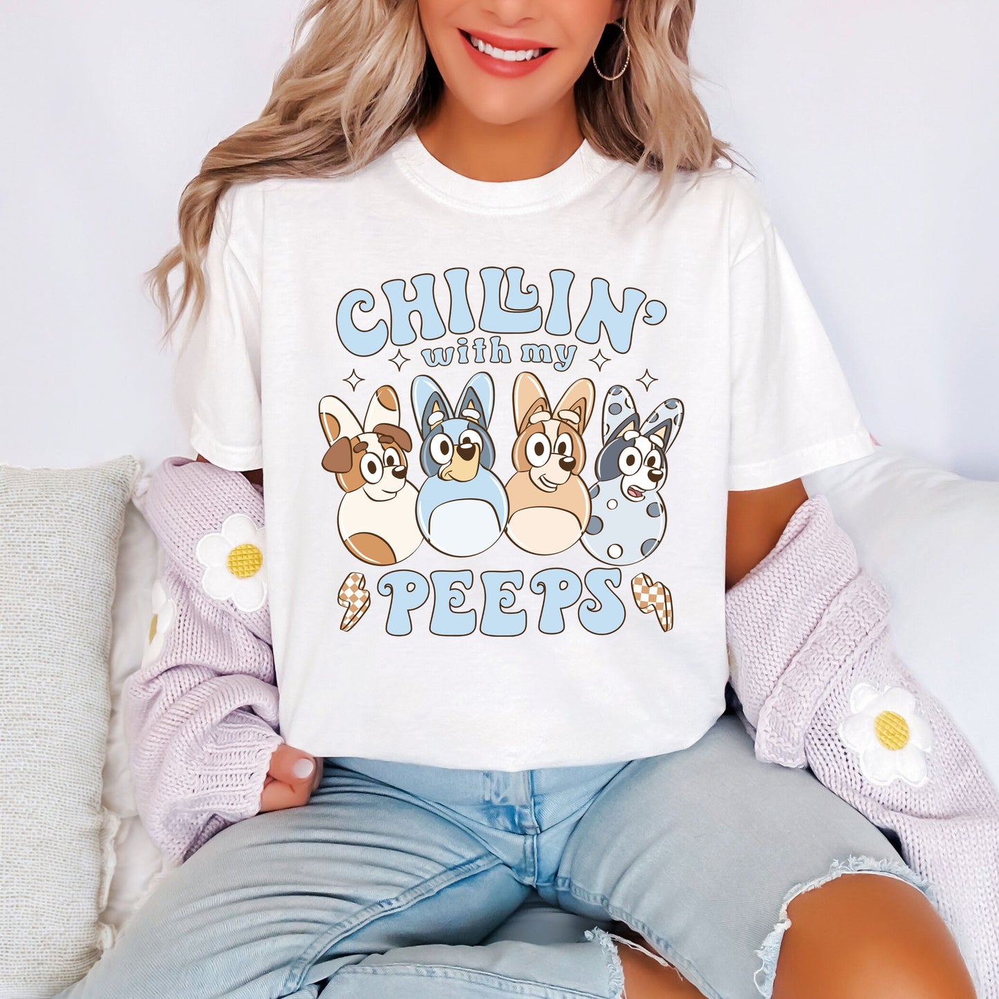 Chillin with my Puppy Peeps - Comfort Colors Adult Tee