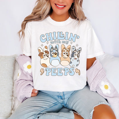 Chillin with my Puppy Peeps - Comfort Colors Adult Tee