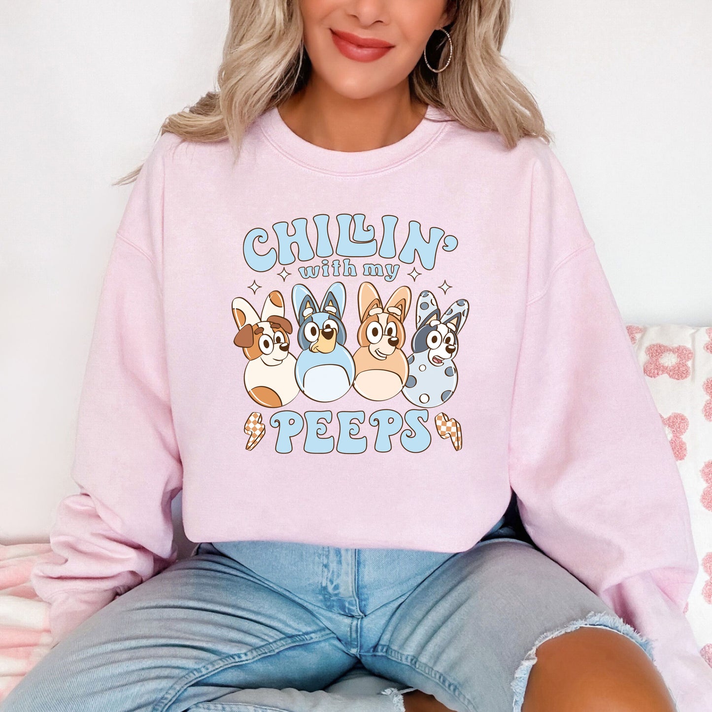 Chillin with my Puppy Peeps - Adult Fleece Sweatshirt