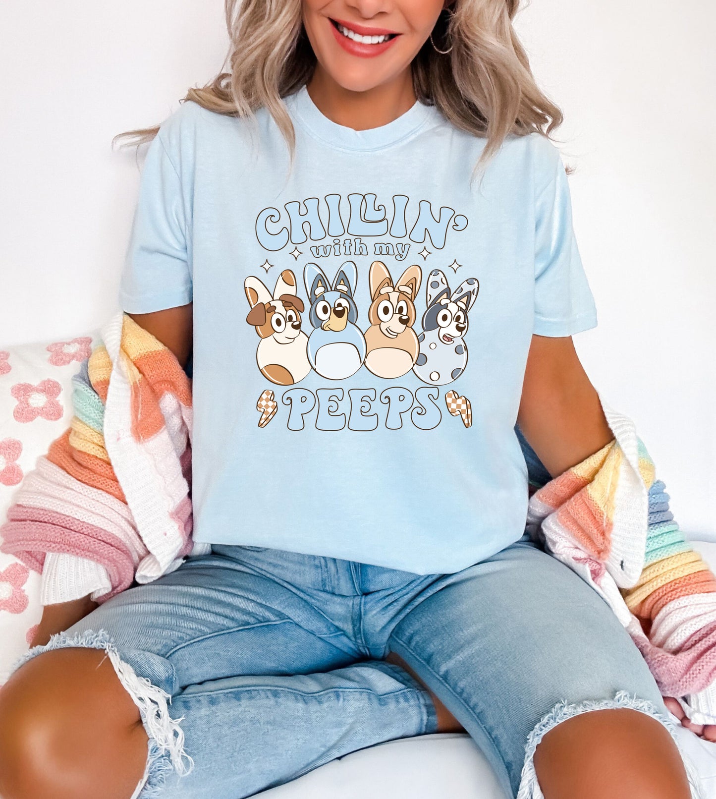 Chillin with my Puppy Peeps - Comfort Colors Adult Tee