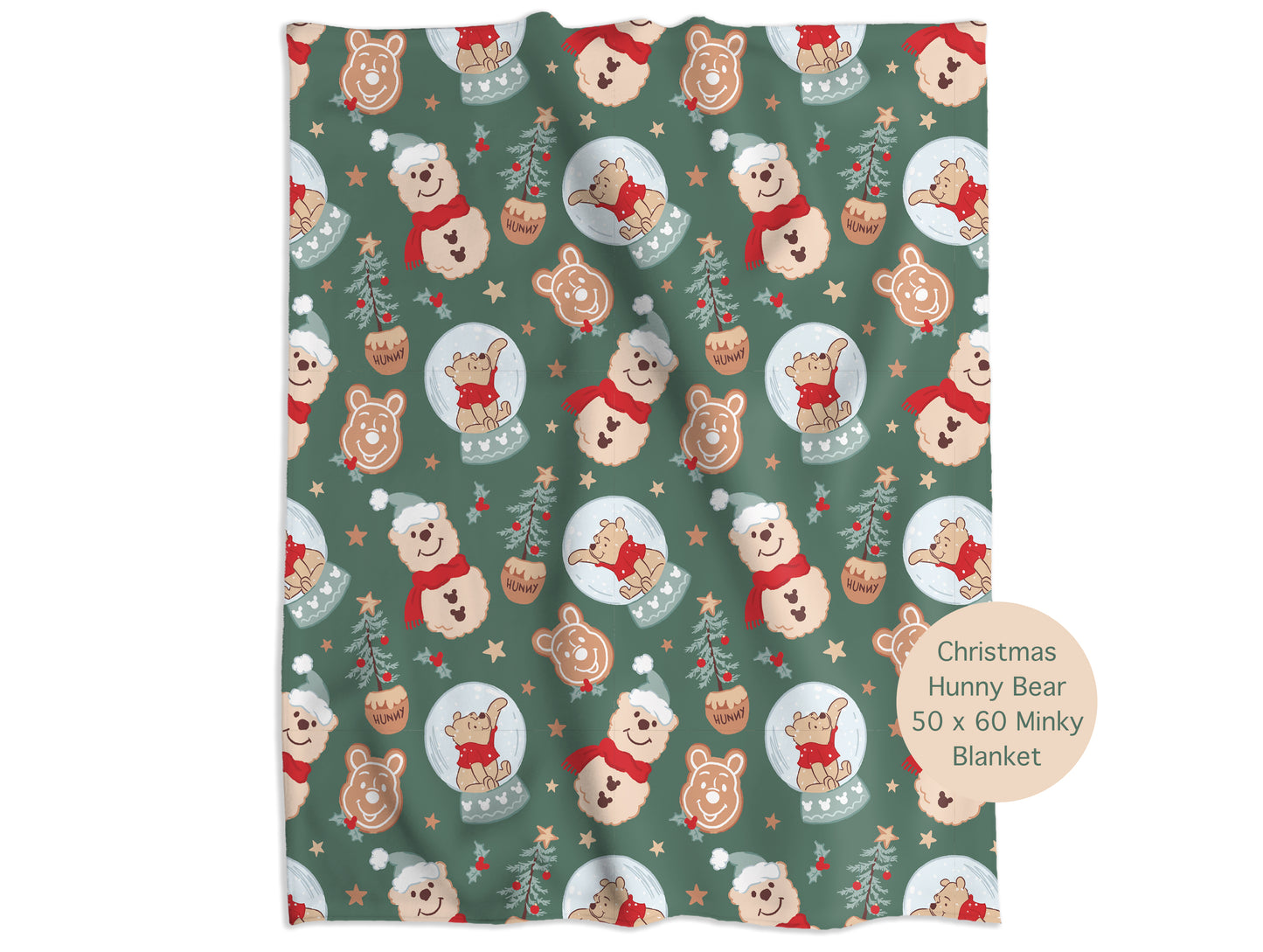 Christmas Hunny Bear  Minky Throw Blanket *PREORDER*