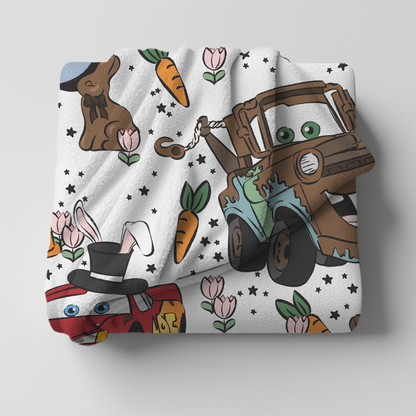 Easters Cars (Neutral) Minky Throw Blanket *PREORDER*