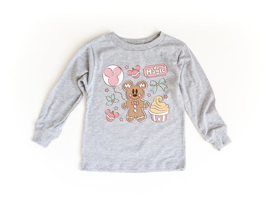 Ginger Cookie Snacks (Pink) - Heather Grey Youth S Kids Long Sleeve *READY TO SHIP*