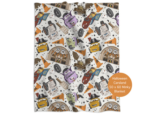 Halloween Carsland (Light) Minky Throw Blanket *PREORDER*