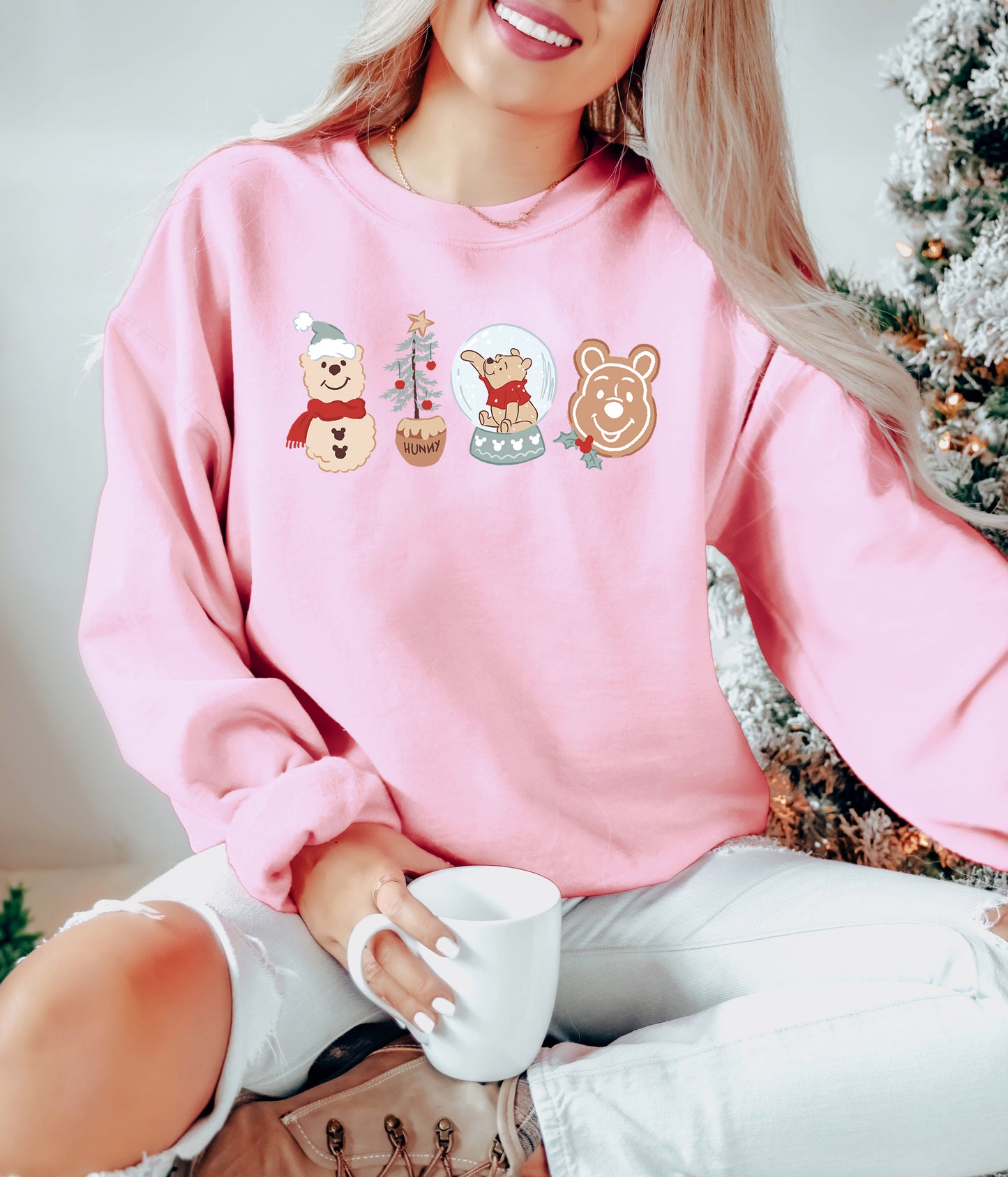 Christmas Hunny Bear - Adult Fleece Sweatshirt