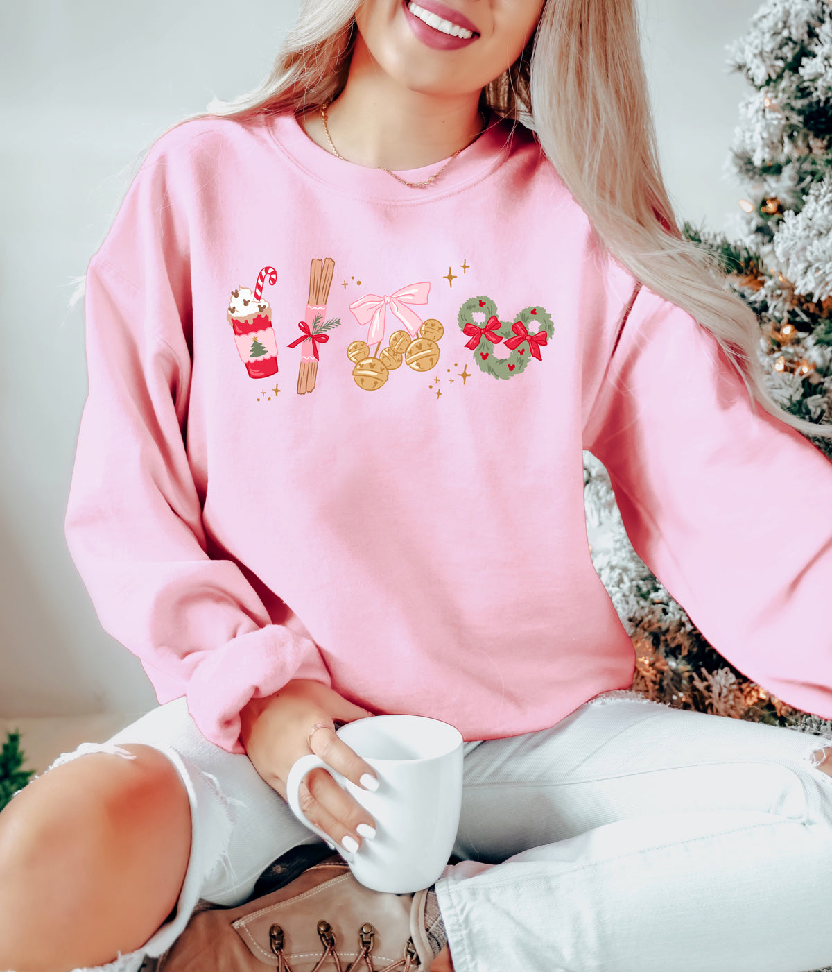 Jingle Bells (Pink) - Adult Fleece Sweatshirt