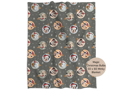 Magic Christmas Bulbs (Dark) Minky Throw Blanket *PREORDER*