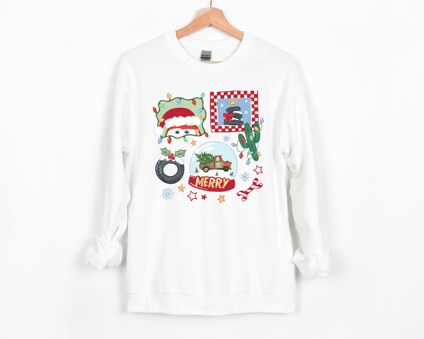 Merry Christmas Cars - Adult Fleece Sweatshirt