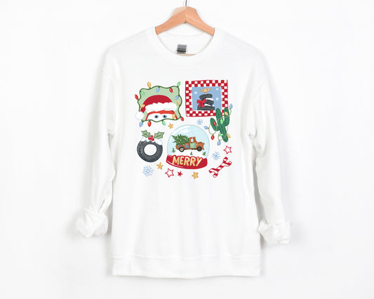 Merry Christmas Cars - Adult Fleece Sweatshirt