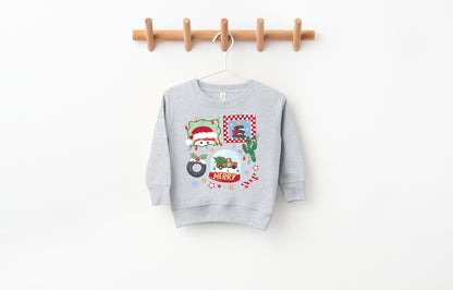 Merry Christmas Cars - Kids Fleece Sweatshirt
