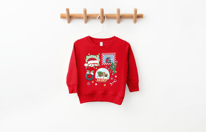 Merry Christmas Cars - Kids Fleece Sweatshirt