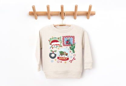 Merry Christmas Cars - Kids Fleece Sweatshirt