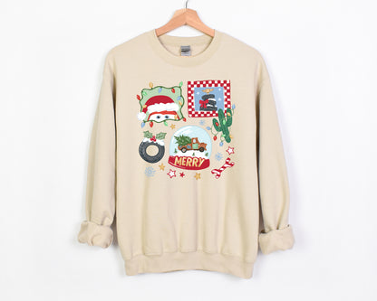 Merry Christmas Cars - Adult Fleece Sweatshirt