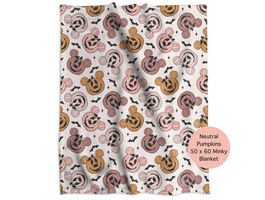 Neutral Pumpkins Minky Throw Blanket *PREORDER*