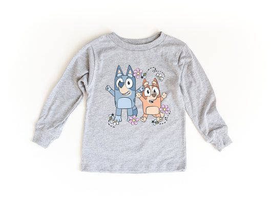 Spring Puppy Sisters - Kids Long Sleeve