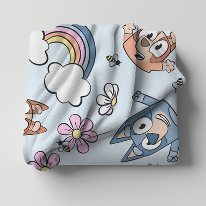 Spring Puppy Sisters Minky Throw Blanket *PREORDER*